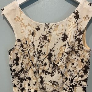 Tan, floral knee length dress